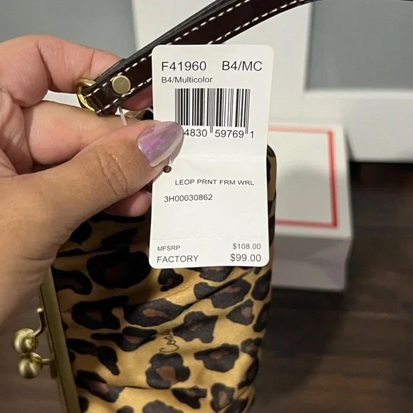Coach Tan and Brown Leopard Wristlet - Picture 5 of 5
